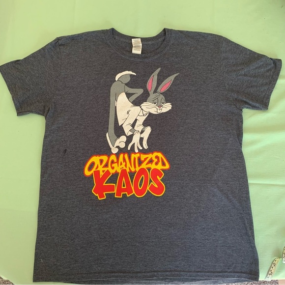 VTG 90s Bugs Bunny ORGANIZED KAOS Graphic Shirt T Shirt Men’s XL Grey Tee Rabbit - Picture 12 of 12